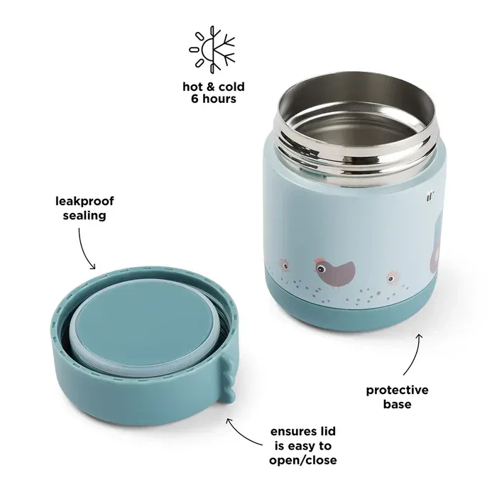 Done by Deer® Insulated food jar 300ml Tiny farm Blue - Image 2