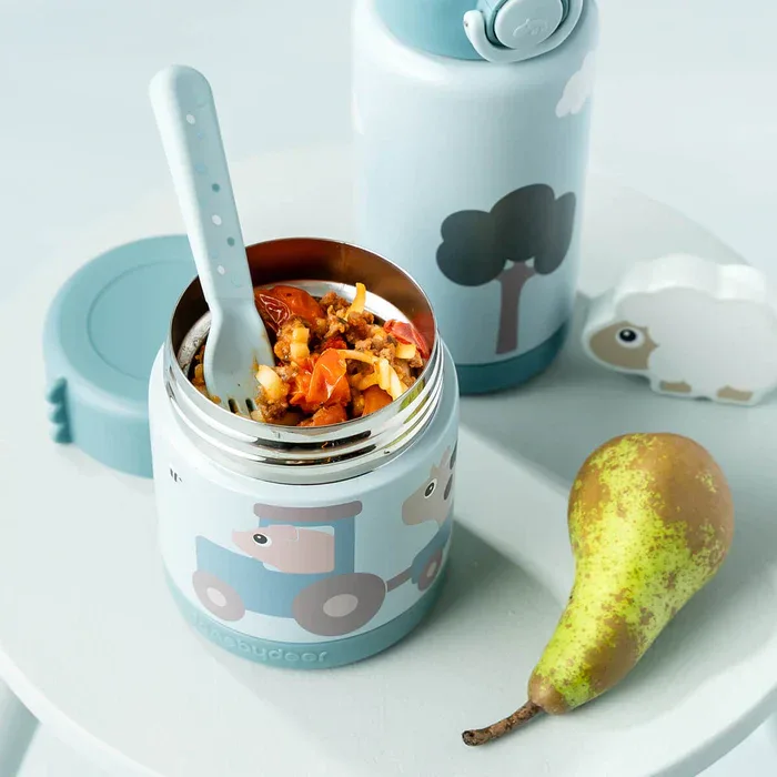 Done by Deer® Insulated food jar 300ml Tiny farm Blue - Image 5