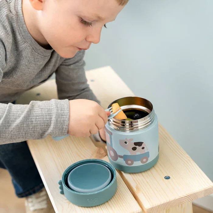 Done by Deer® Insulated food jar 300ml Tiny farm Blue - Image 6