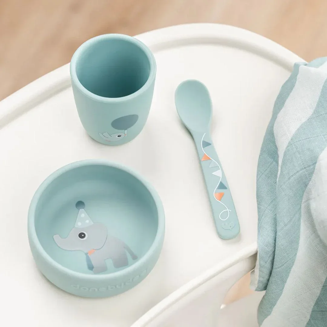 Done by Deer® Prvi jedilni set Stick&Stay Celebration Blue - Image 3