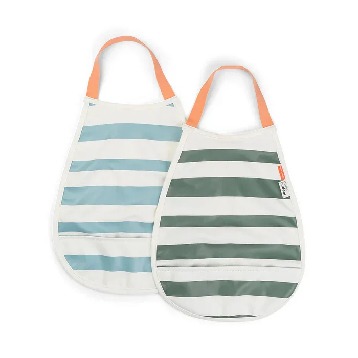 Done by Deer® Pull-over bib 2-pack Stripes Blue/Green - Image 3