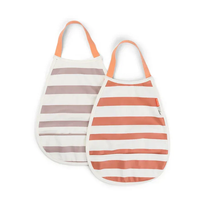 Done by Deer® Pull-over bib 2-pack Stripes Papaya/Powder - Image 3