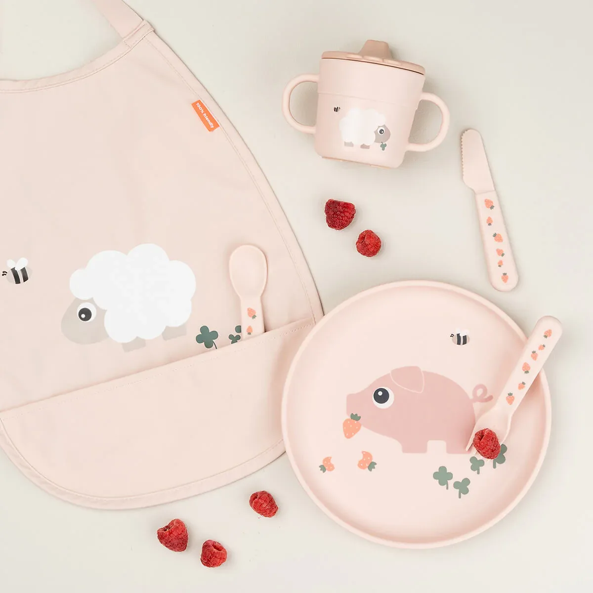 Done by Deer® Pull-over bib Tiny Farm Powder - Image 3