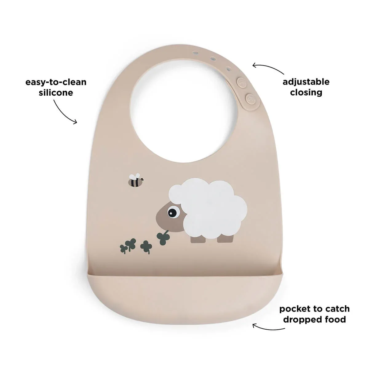 Done by Deer® Silicone bib Sheepy Sand - Image 2