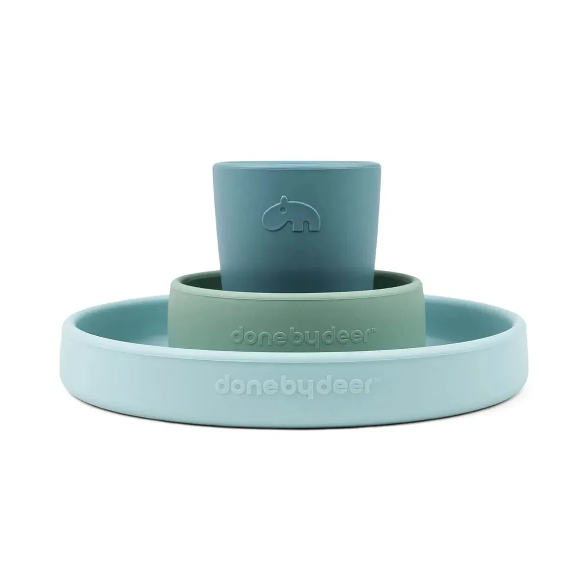 Done by Deer® Silicone Feeding Set Happy Clouds Blue - Image 2