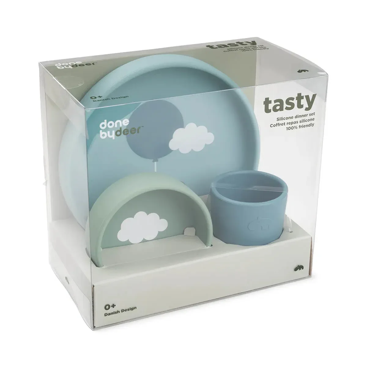 Done by Deer® Silicone Feeding Set Happy Clouds Blue - Image 3