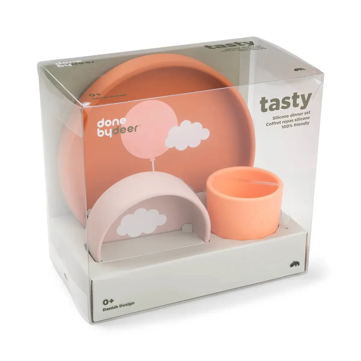 Done by Deer® Silicone Feeding Set Happy Clouds Papaya - Image 3