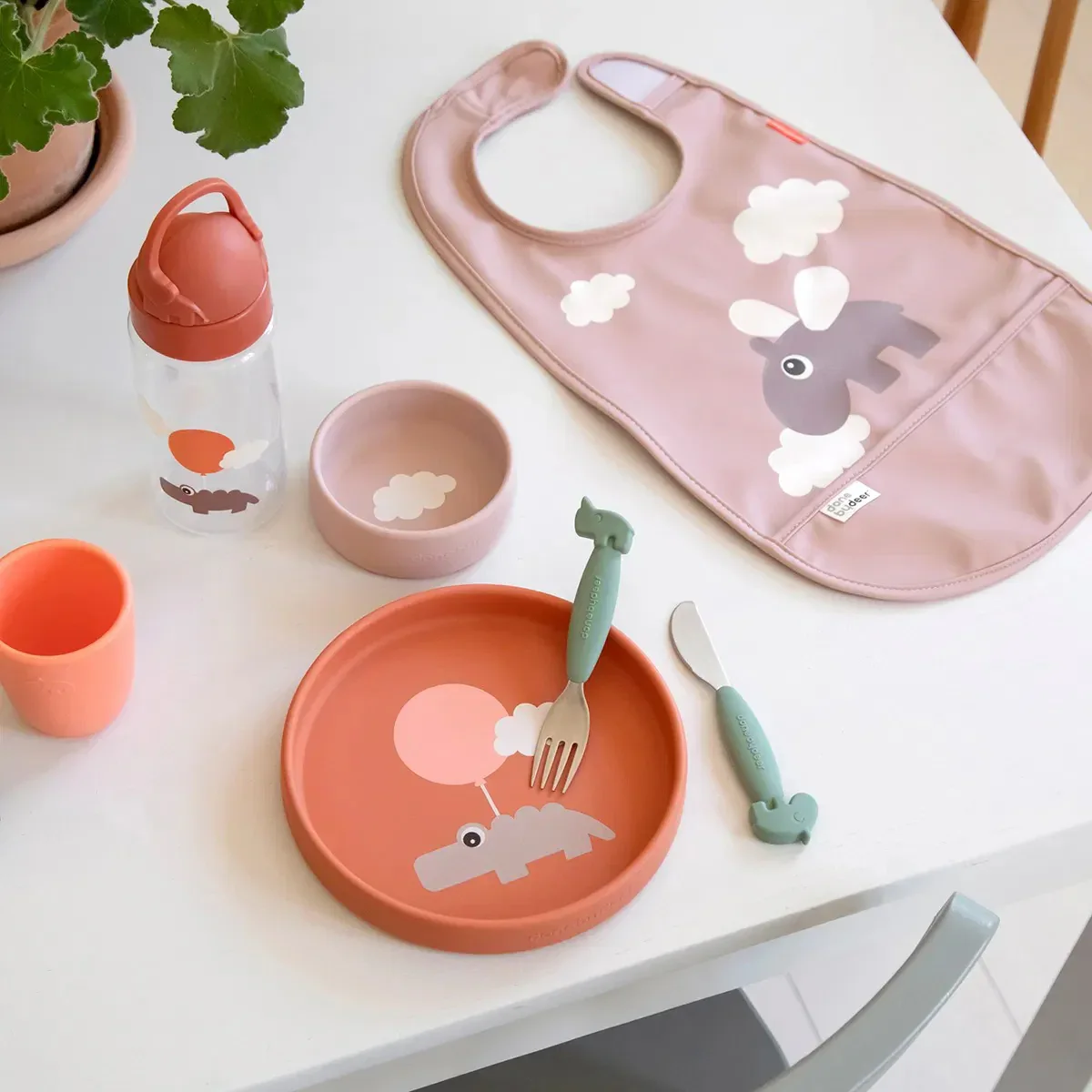 Done by Deer® Silicone Feeding Set Happy Clouds Papaya - Image 5