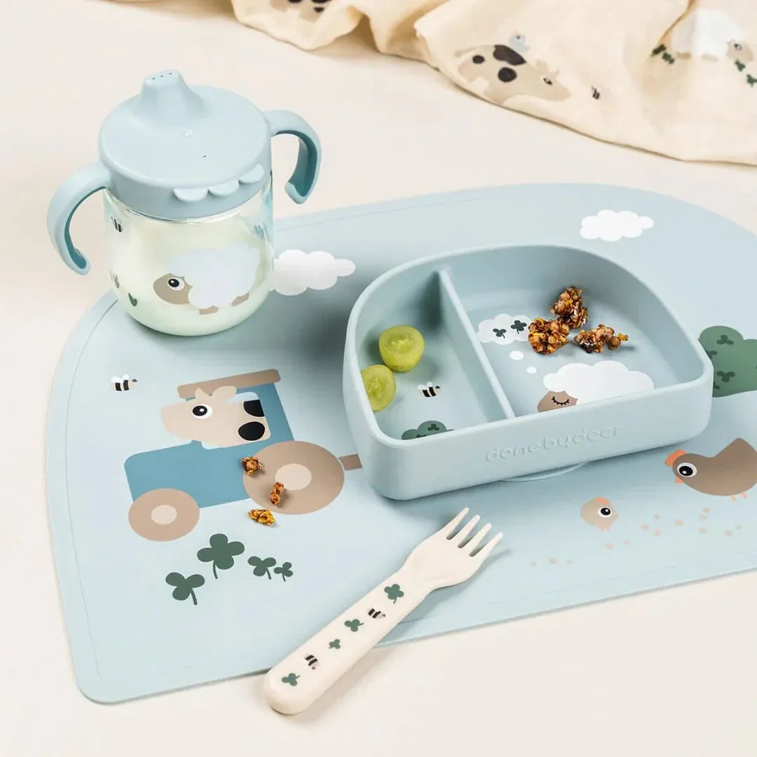 Done by Deer® Silicone Placemat Tiny Farm Blue - Image 4