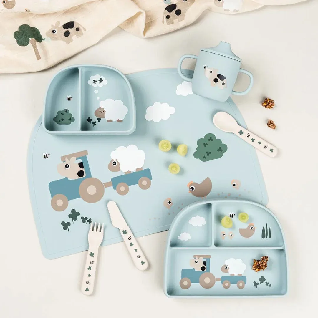 Done by Deer® Silicone Placemat Tiny Farm Blue - Image 5