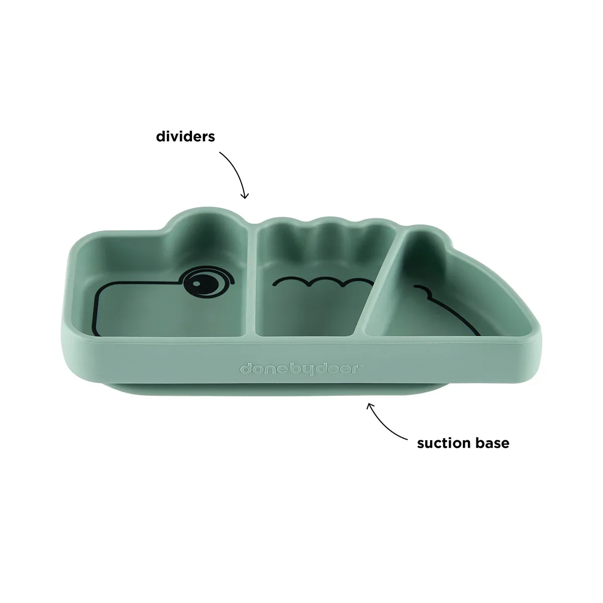 Done by Deer® Silicone Stick&Stay snack plate Croco Green - Image 3