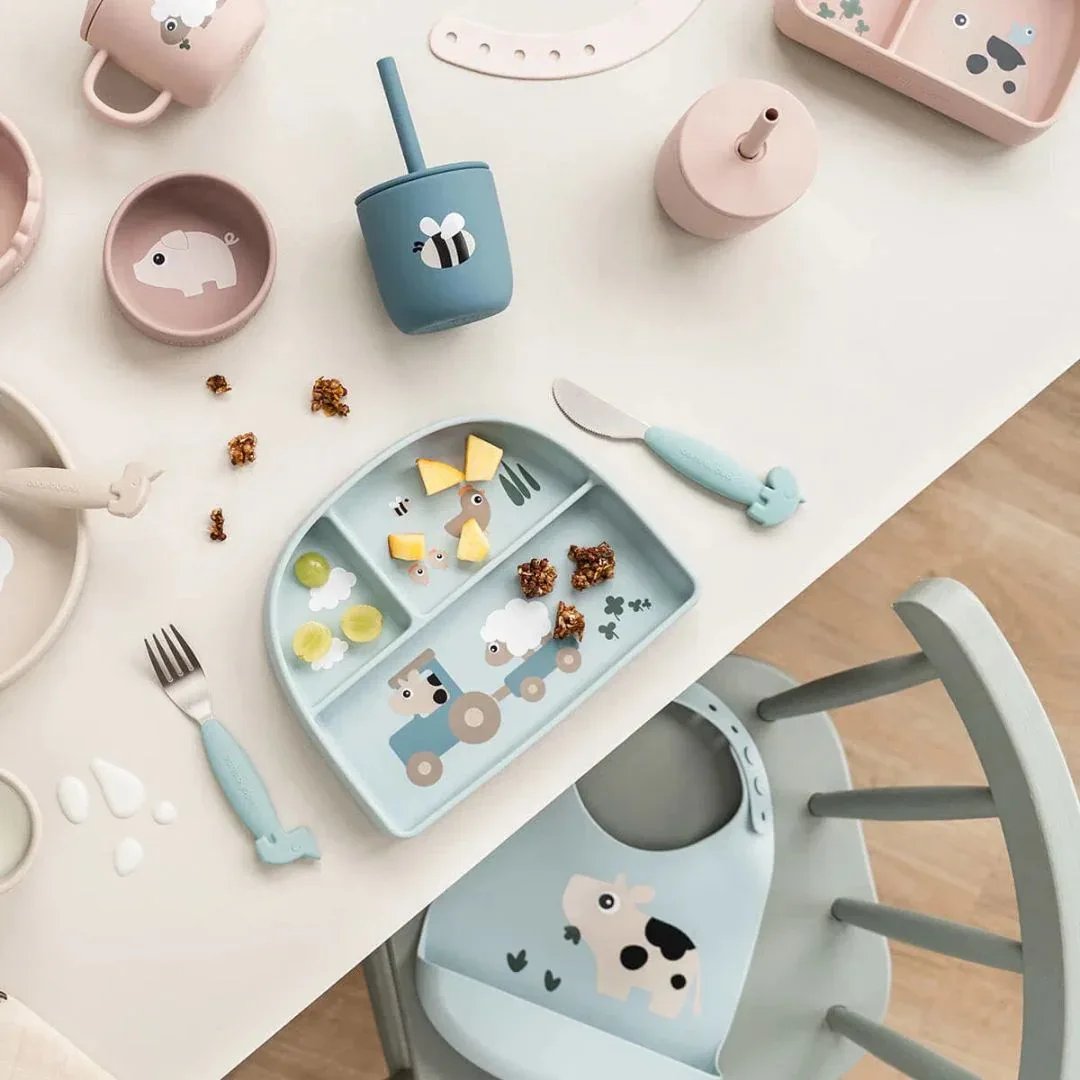 Done by Deer® Silicone Straw Cup Set Tiny Farm Blue 2-pack - Image 3