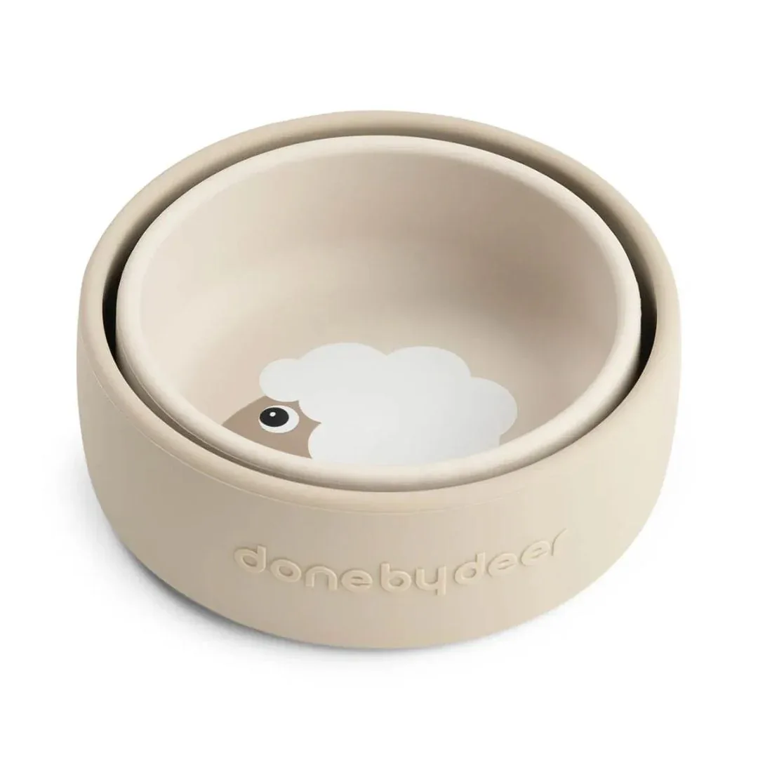 Done by Deer® Silikonska skledica Sheepy Sand 2 kosa - Image 2