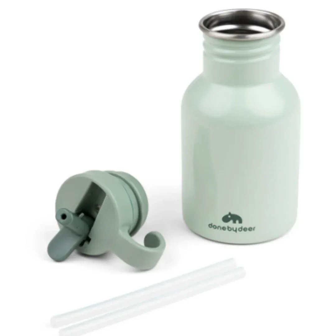 Done by Deer® Stainless steel bottle with straw Croco Green 350 ml - Image 3