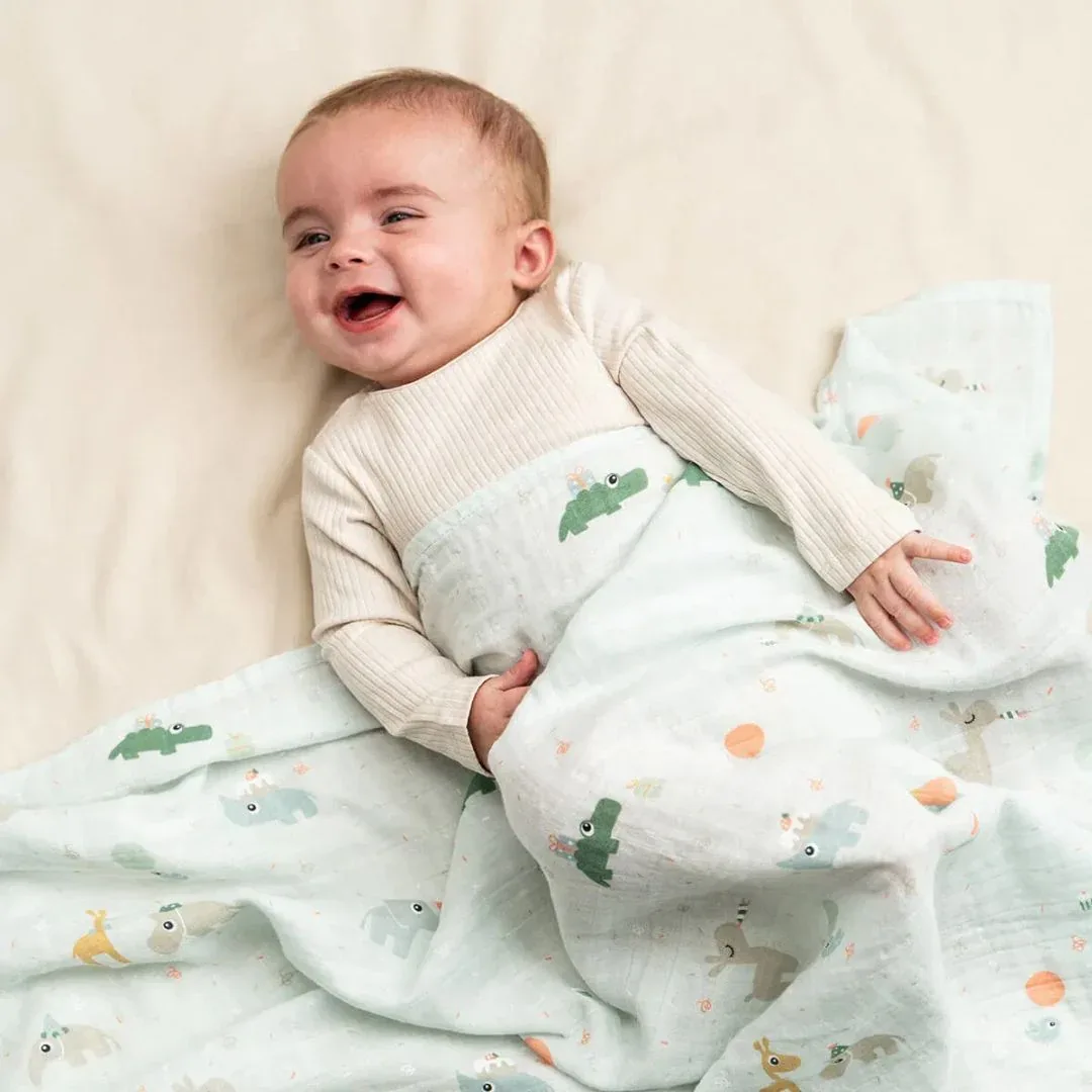 Done by Deer® Swaddle Blanket Celebration Blue 120x120 - Image 2