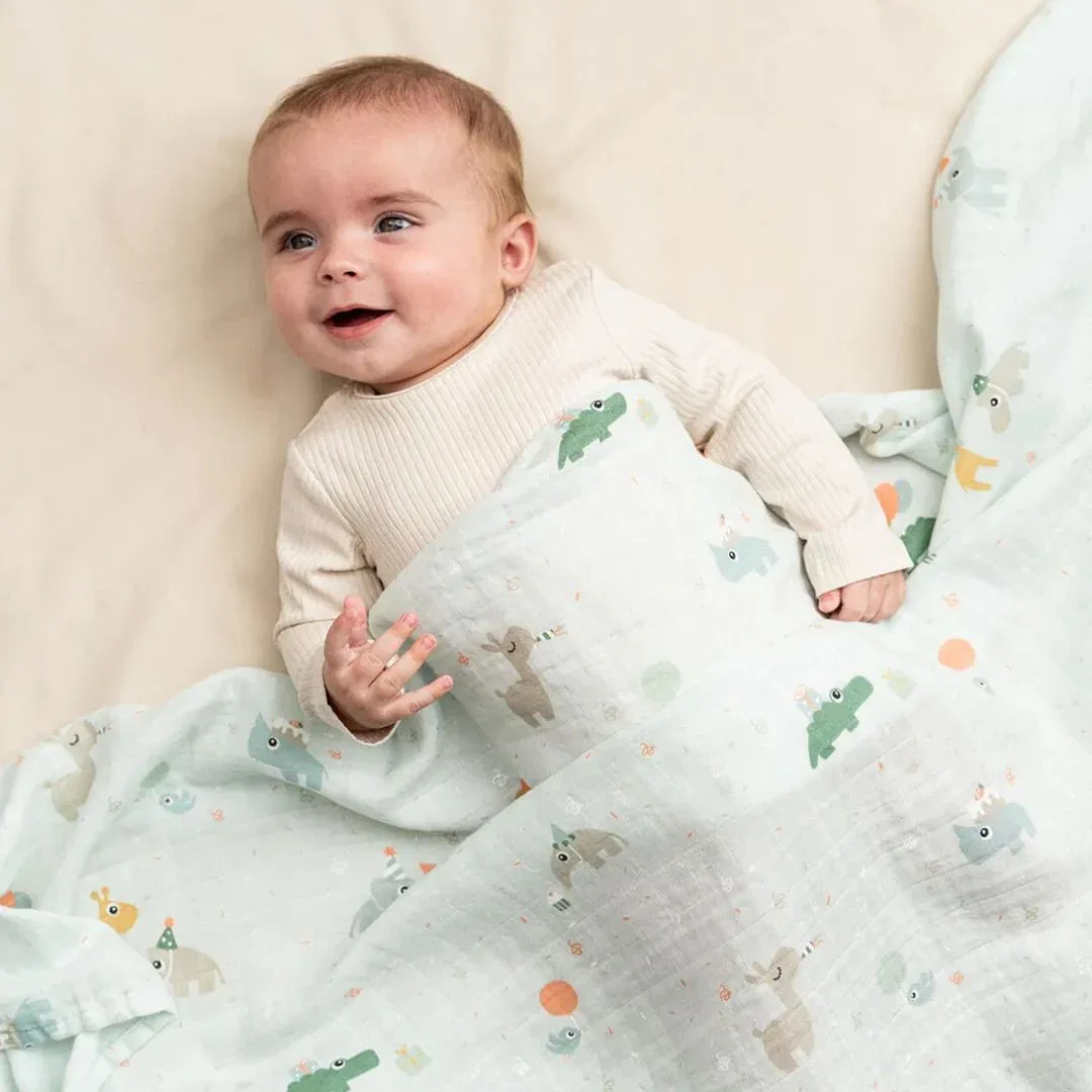 Done by Deer® Swaddle Blanket Celebration Blue 120x120 - Image 3