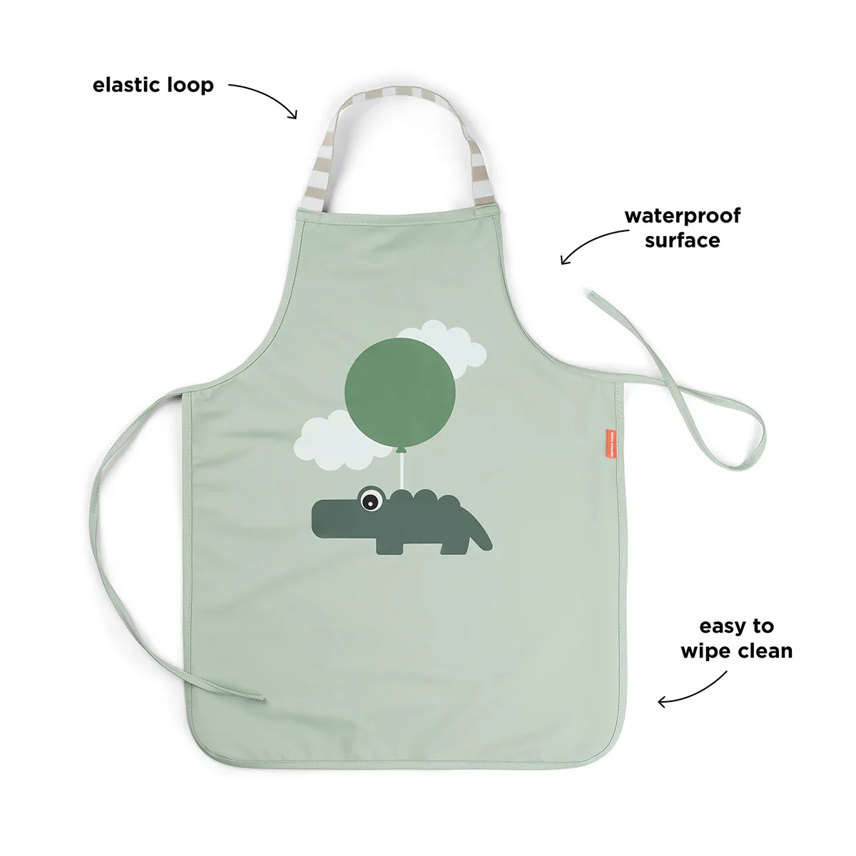 Done by Deer® Waterproof Kids Apron Happy Clouds Green - Image 2