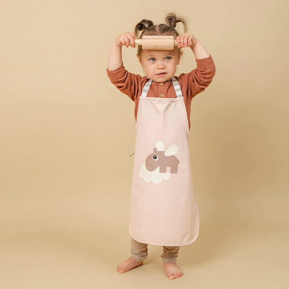 Done by Deer® Waterproof Kids Apron Happy Clouds Green - Image 3