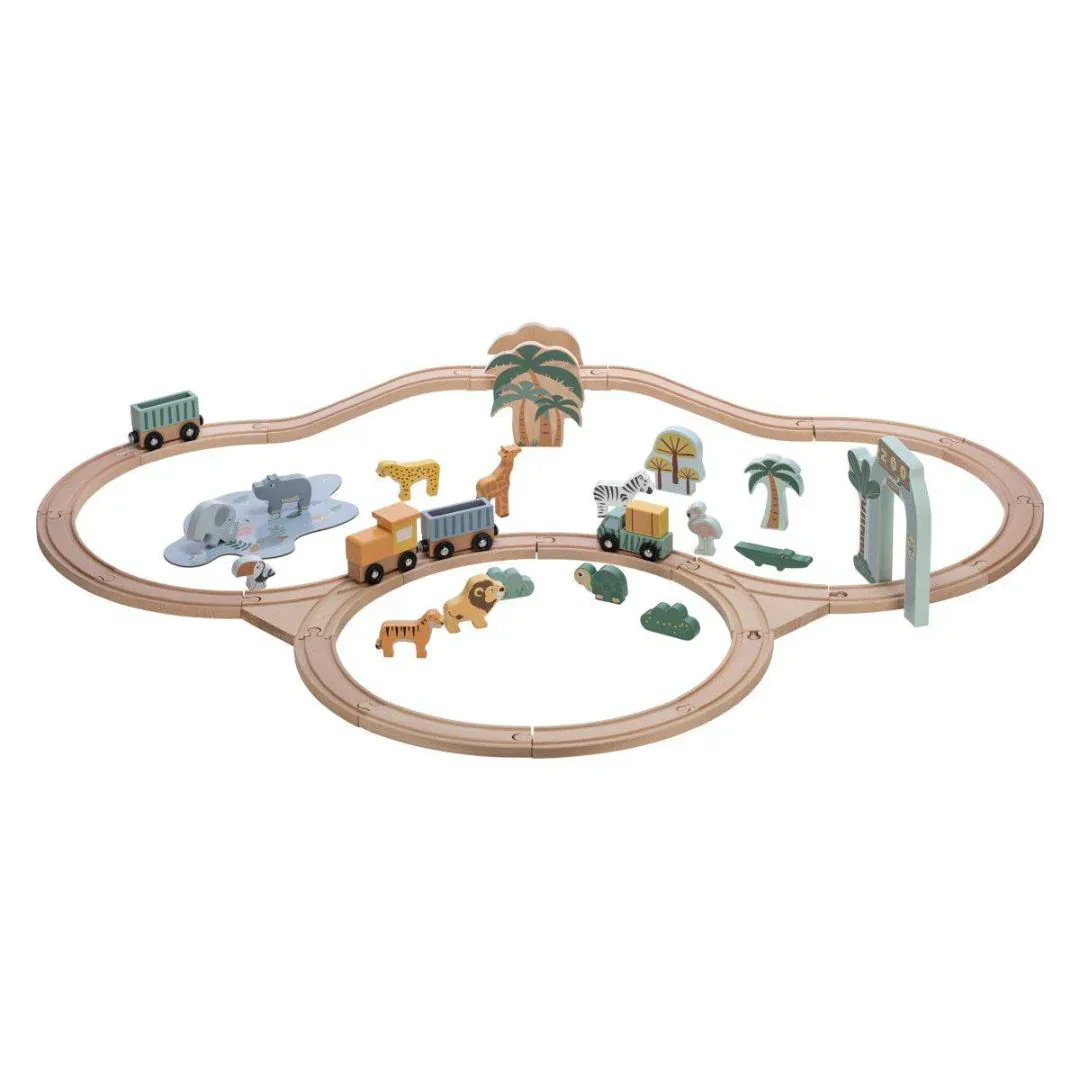 Free2Play® Wooden railway with wagons and animal friends