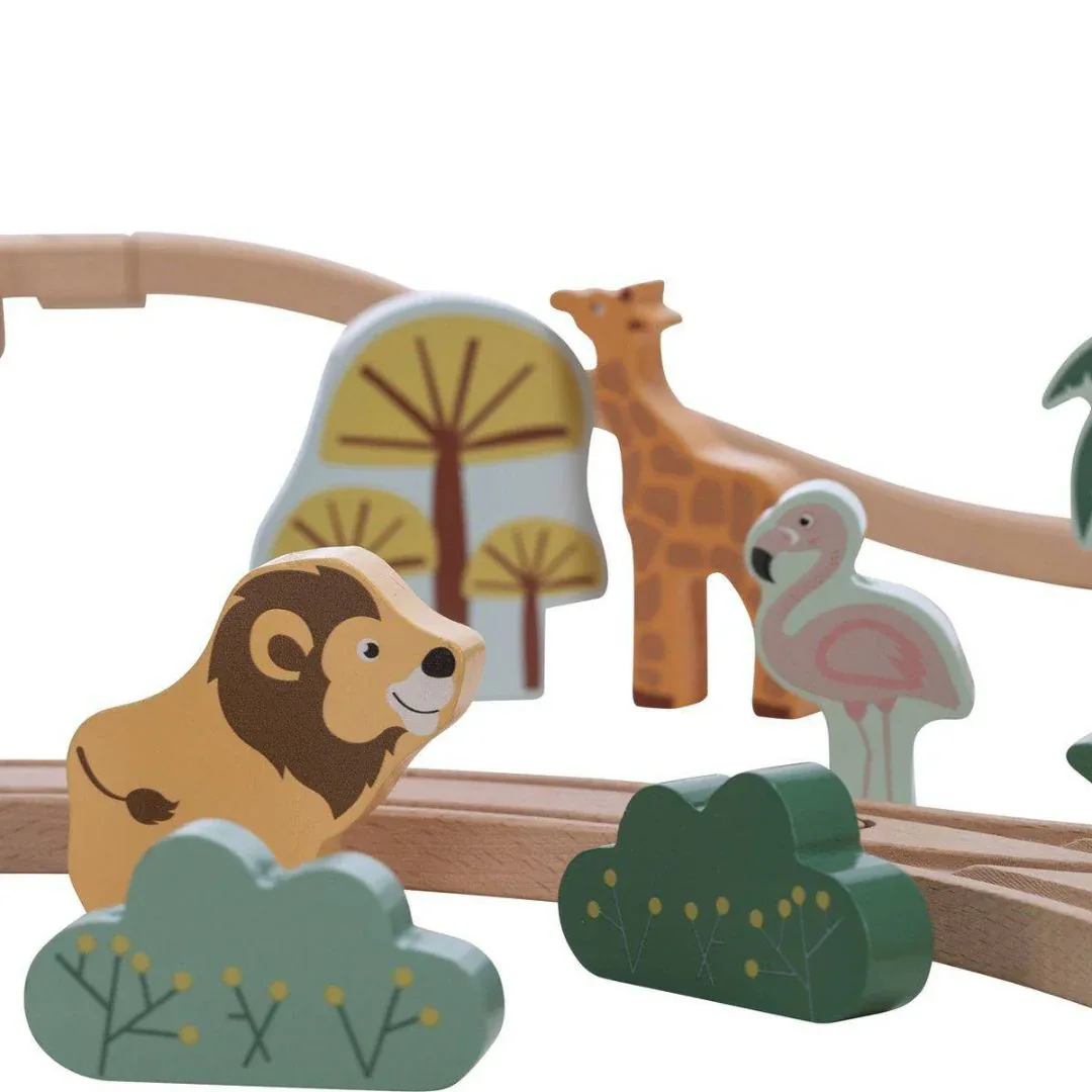 Free2Play® Wooden railway with wagons and animal friends - Image 3