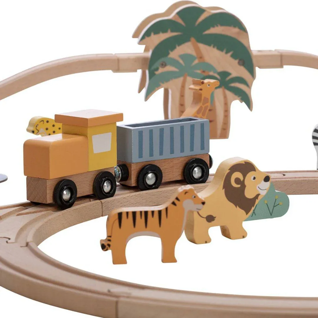Free2Play® Wooden railway with wagons and animal friends - Image 4