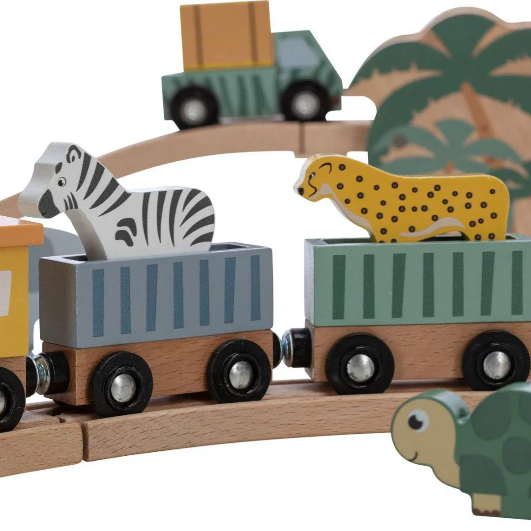 Free2Play® Wooden railway with wagons and animal friends - Image 5