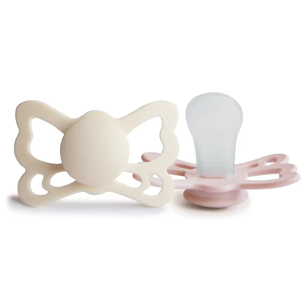 Frigg® Anatomical Silicone Pacifiers Butterfly Cream/Blush - Image 2