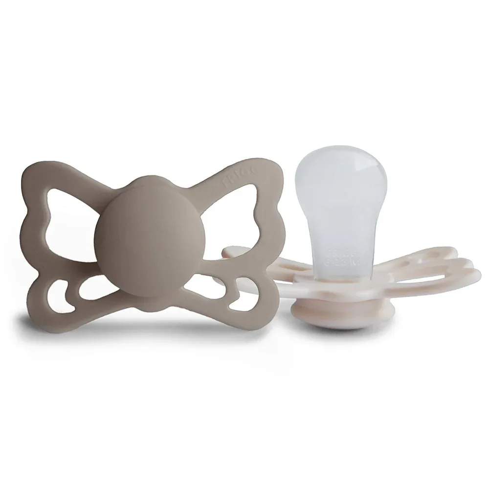 Frigg® Anatomical Silicone Pacifiers Butterfly Portobello/Cream - Image 2