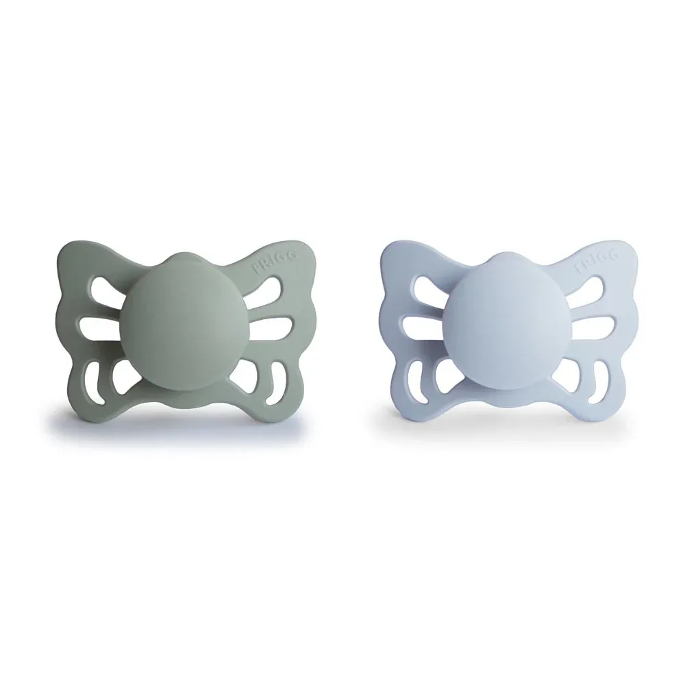 Frigg® Anatomical Silicone Pacifiers Butterfly Sage/Powder Blue  (0-6m) - Image 3