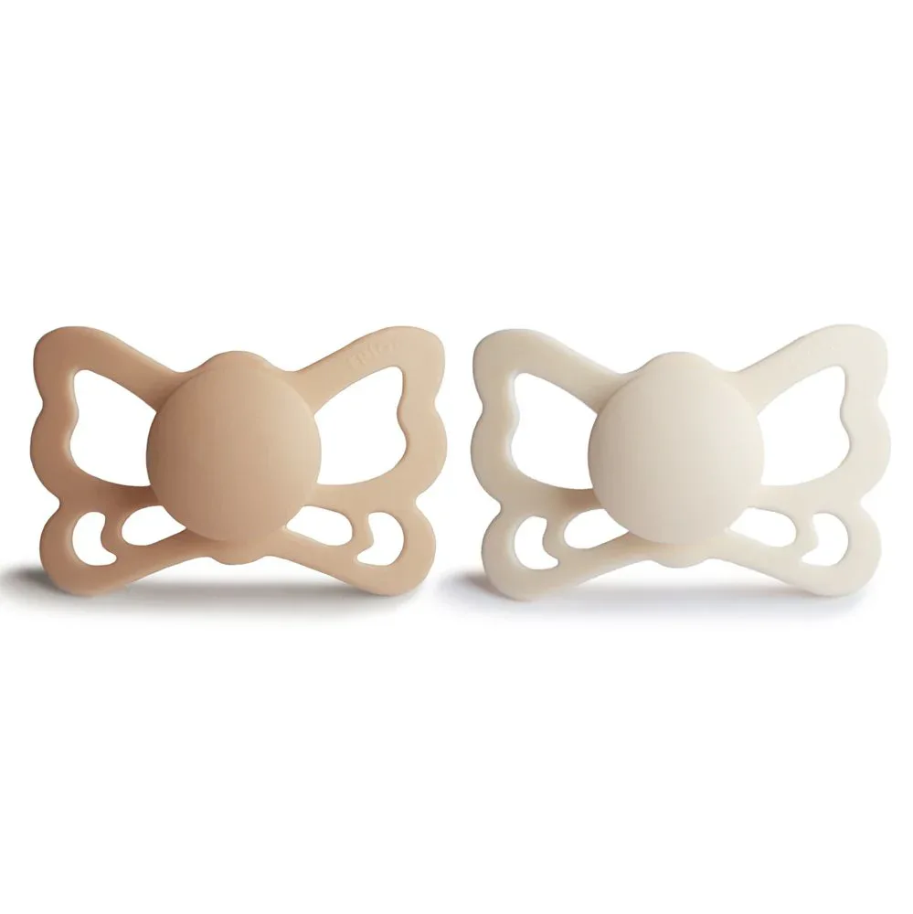 Frigg® Anatomical Silicone Pacifiers Butterfly Silky Satin/Cream (6-18m) - Image 2