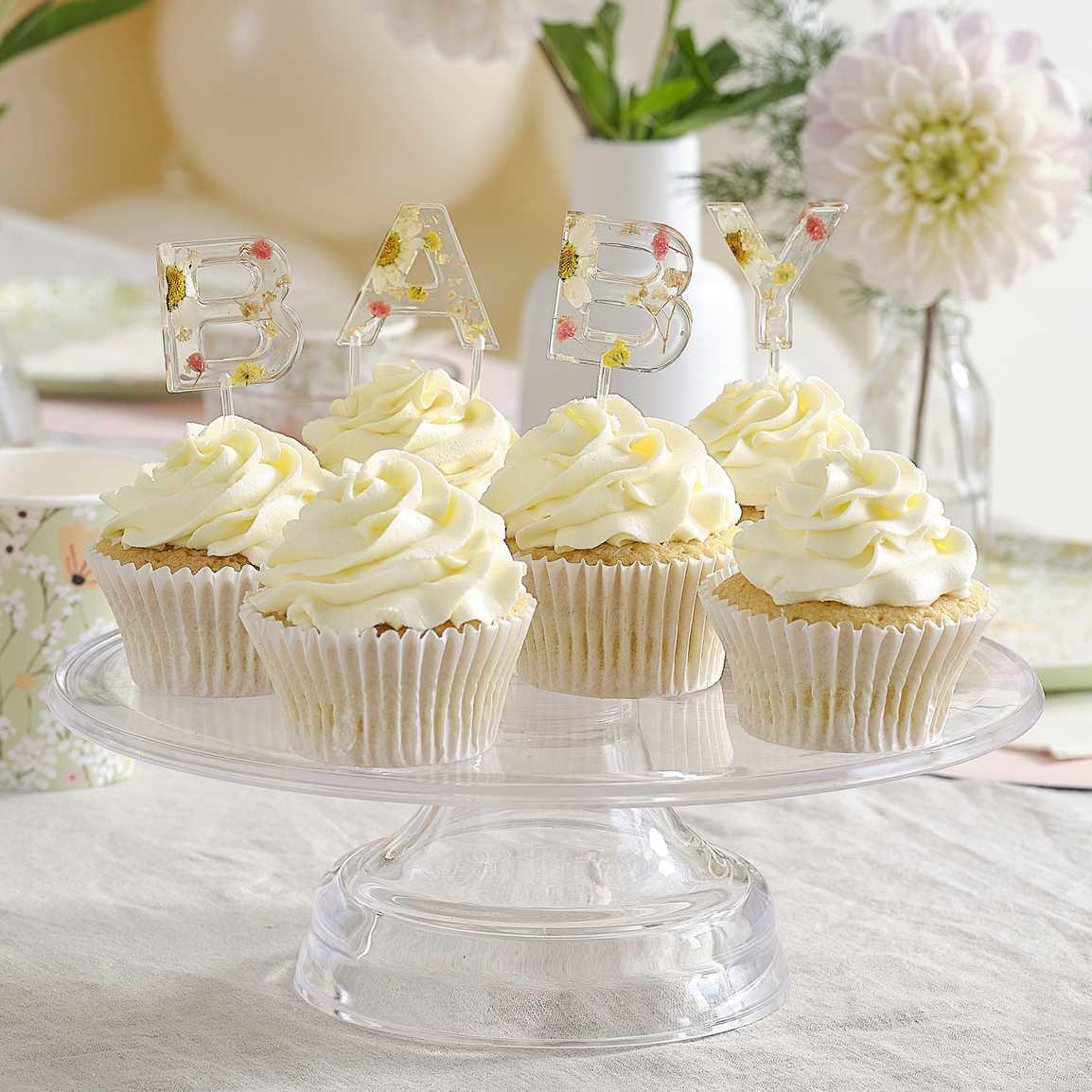 Ginger Ray® aby Shower Cake Topper BABY Pressed Flower - Image 2