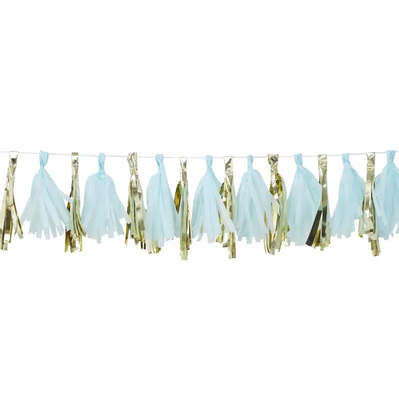 Ginger Ray® Blue And Gold Tassel Garland Oh Baby! - Image 2