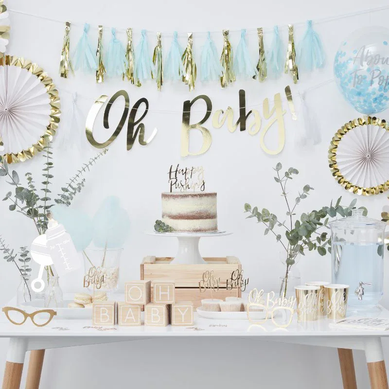 Ginger Ray® Blue And Gold Tassel Garland Oh Baby! - Image 3