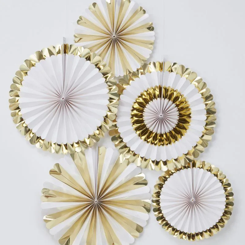Ginger Ray® Gold Foiled Fan Decorations Oh Baby!
