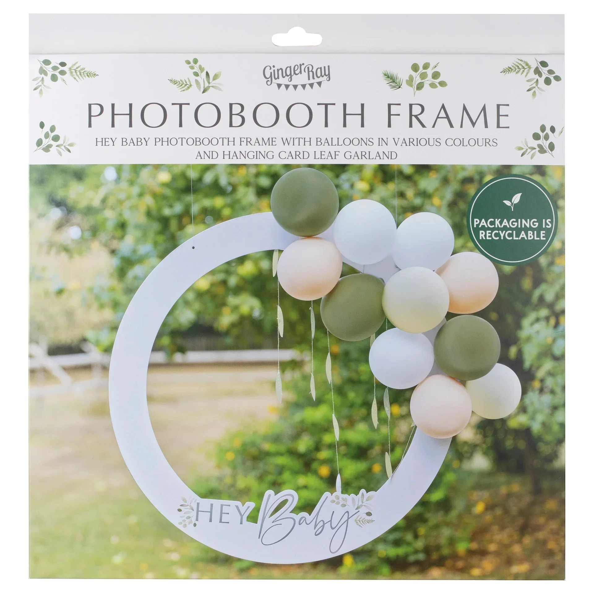 Ginger Ray® Hey Baby Botanical Baby Shower Photo Booth Frame - Image 3