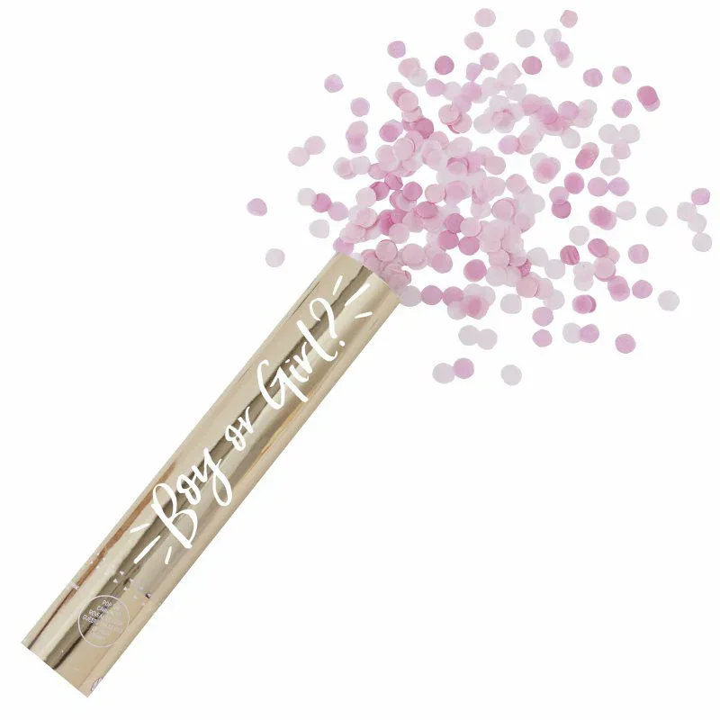 Ginger Ray® Large Gold Foiled Pink Gender Reveal Compressed Air Cannon Shooter - Image 2