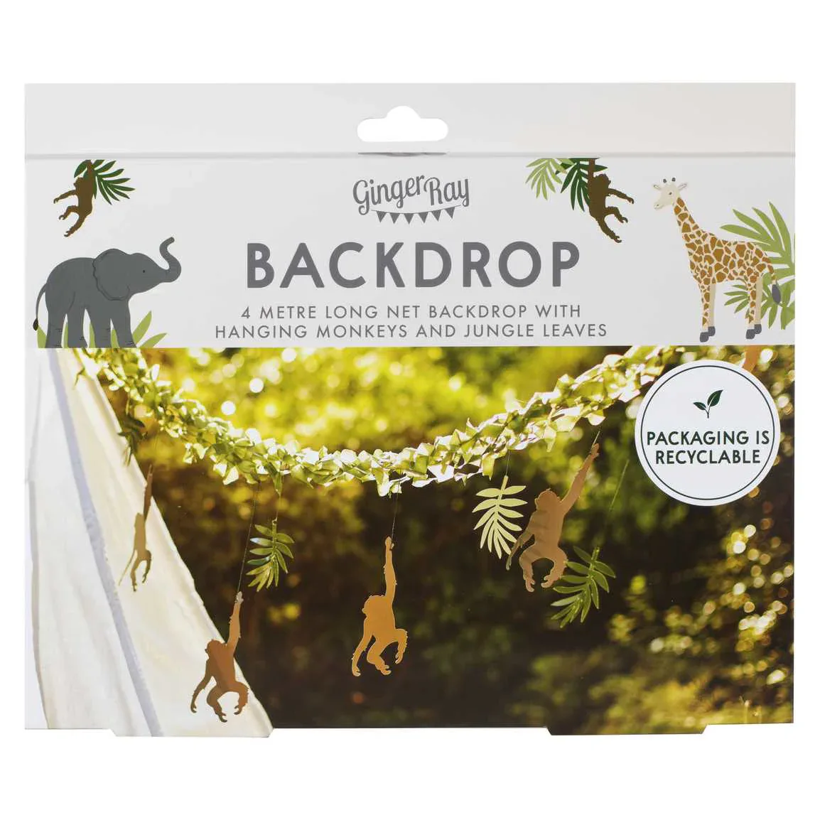 Ginger Ray® Monkey & Leaf Jungle Bunting Backdrop - Image 3