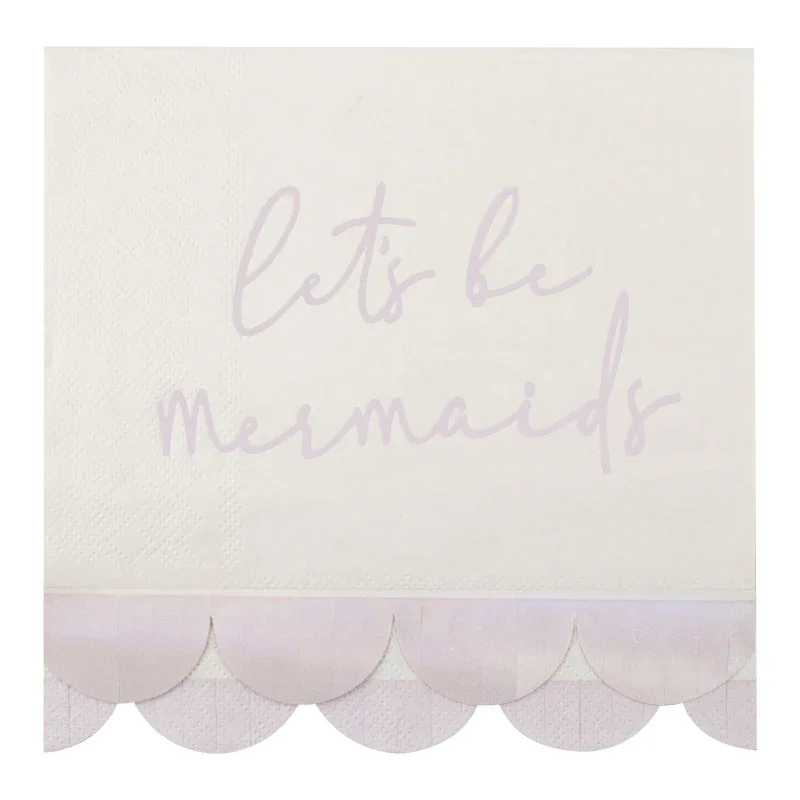 Ginger Ray® Paper Napkin Iridescent & Pink Mermaid - Image 2