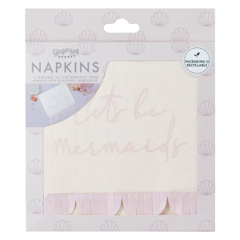 Ginger Ray® Paper Napkin Iridescent & Pink Mermaid - Image 3