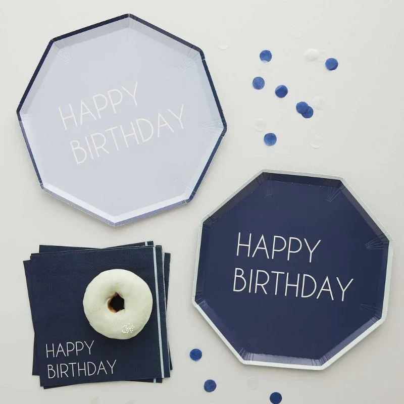 Ginger Ray® Paper plates Happy Birthday 8 pcs