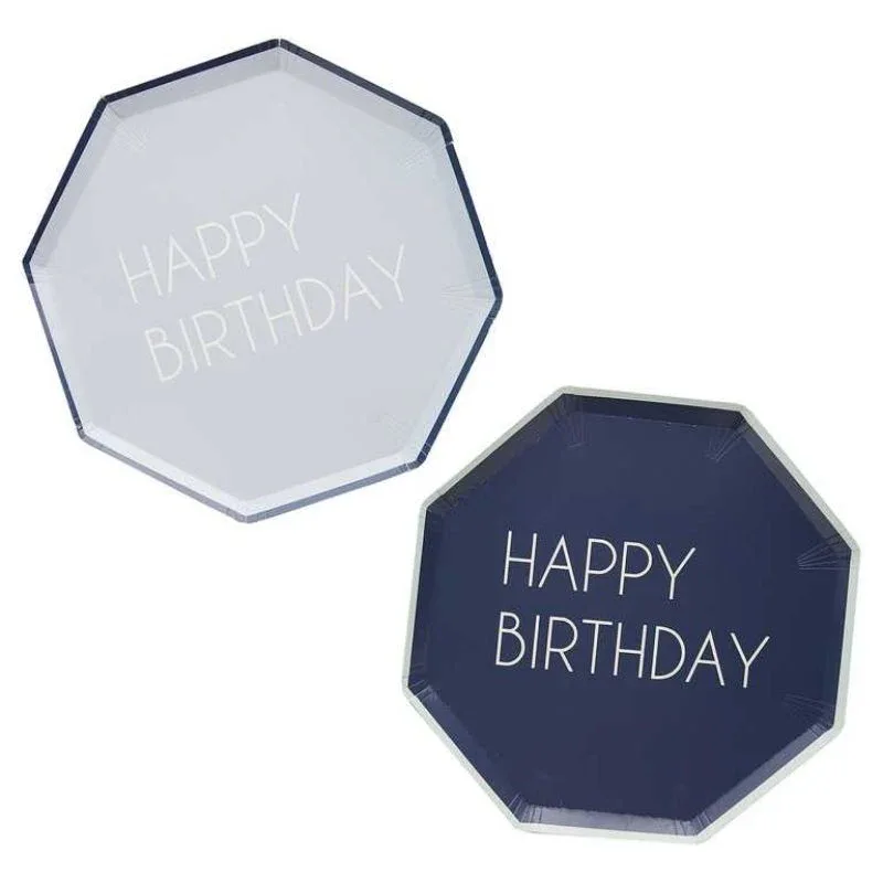 Ginger Ray® Paper plates Happy Birthday 8 pcs - Image 2