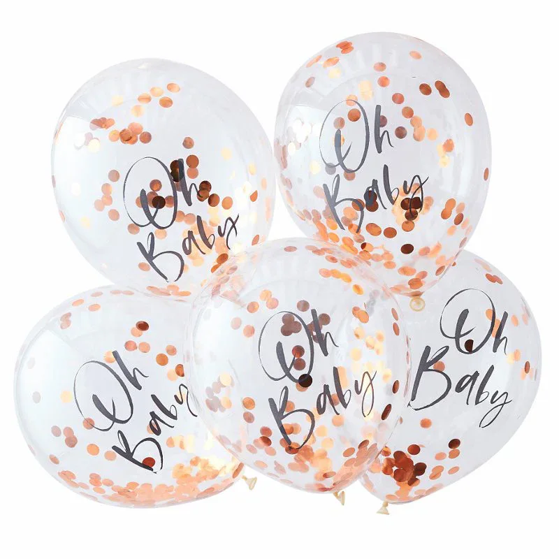 Ginger Ray® Rose Gold Oh Baby Confetti Balloons Twinkle Twinkle - Image 2