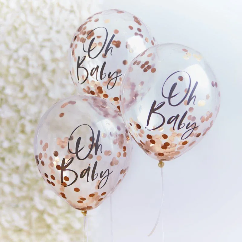 Ginger Ray® Rose Gold Oh Baby Confetti Balloons Twinkle Twinkle - Image 3