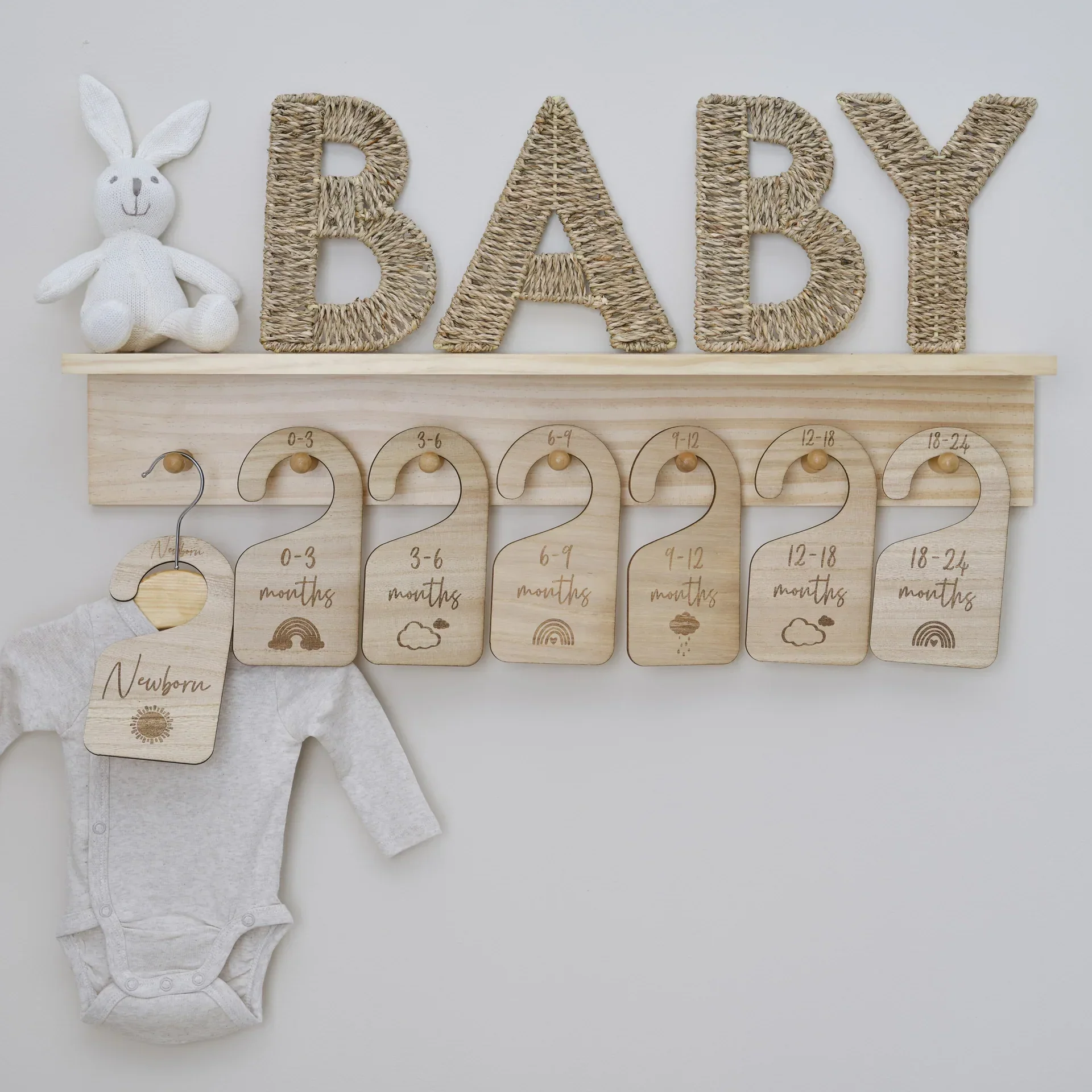 Ginger Ray® Wooden Hangers for organizing baby clothes Baby