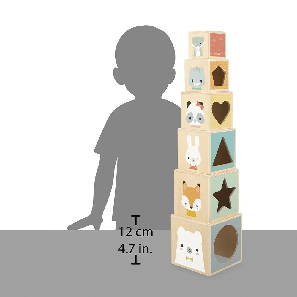 Janod® Pyramid of 6 Pure Cubes - Image 2