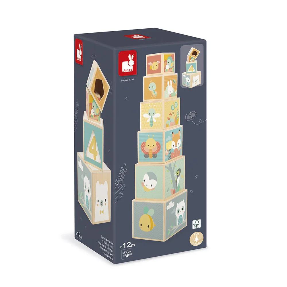 Janod® Pyramid of 6 Pure Cubes - Image 5