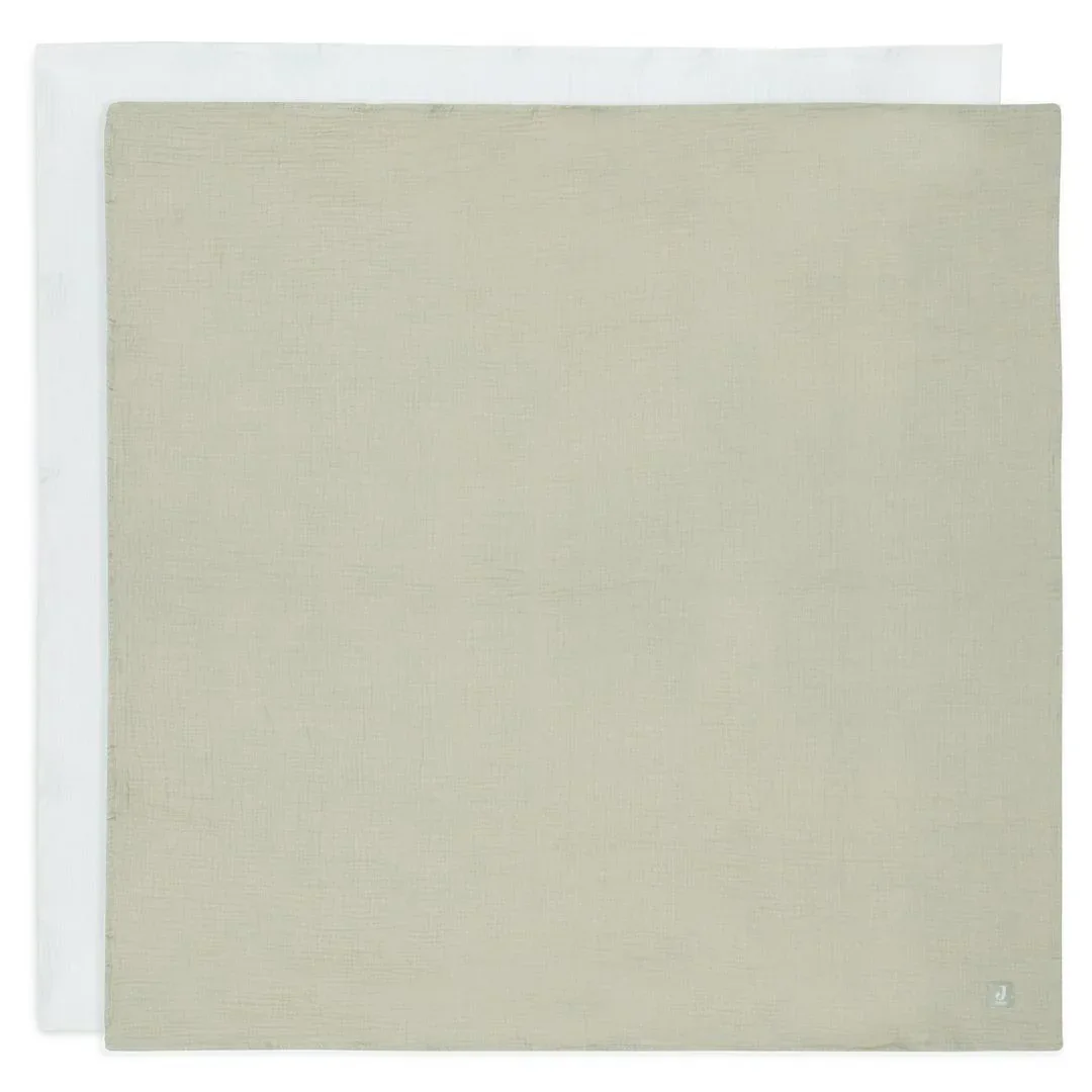 Jollein® 2 pack Swaddle Muslin Olive Green/Ivory 115x115cm