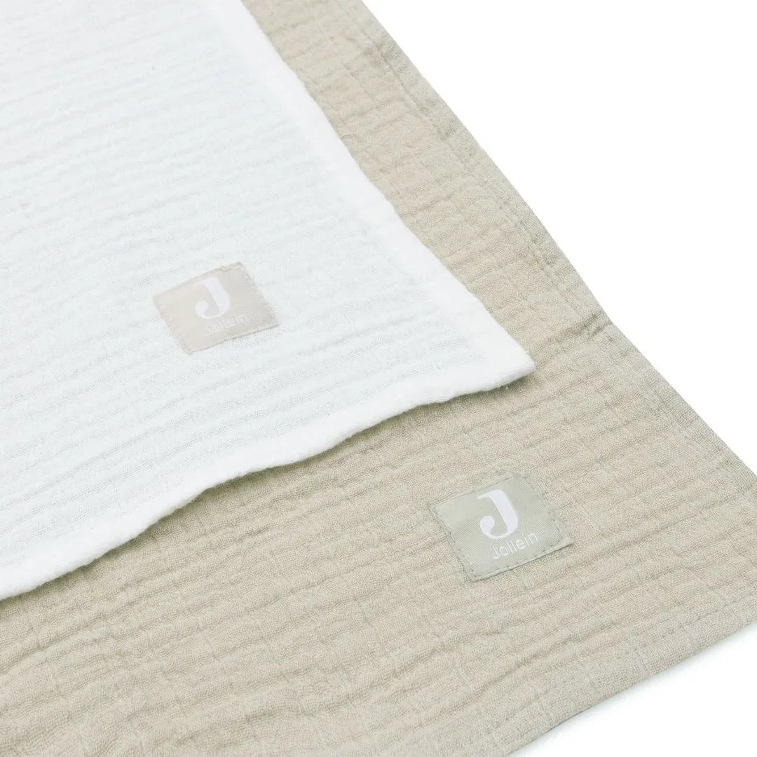 Jollein® 2 pack Swaddle Muslin Olive Green/Ivory 115x115cm - Image 2