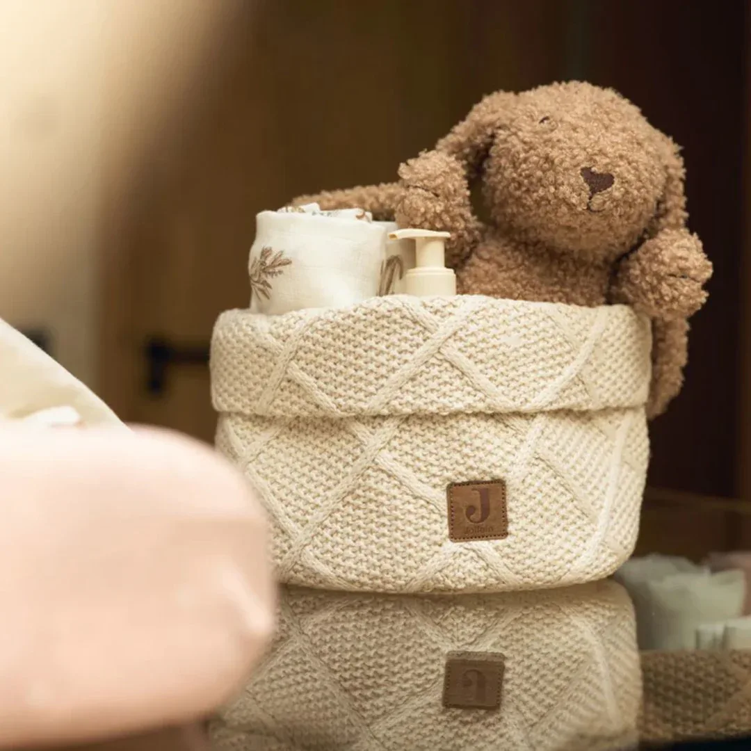 Jollein® Changing Table Basket Check Knit Oatmeal - Image 2