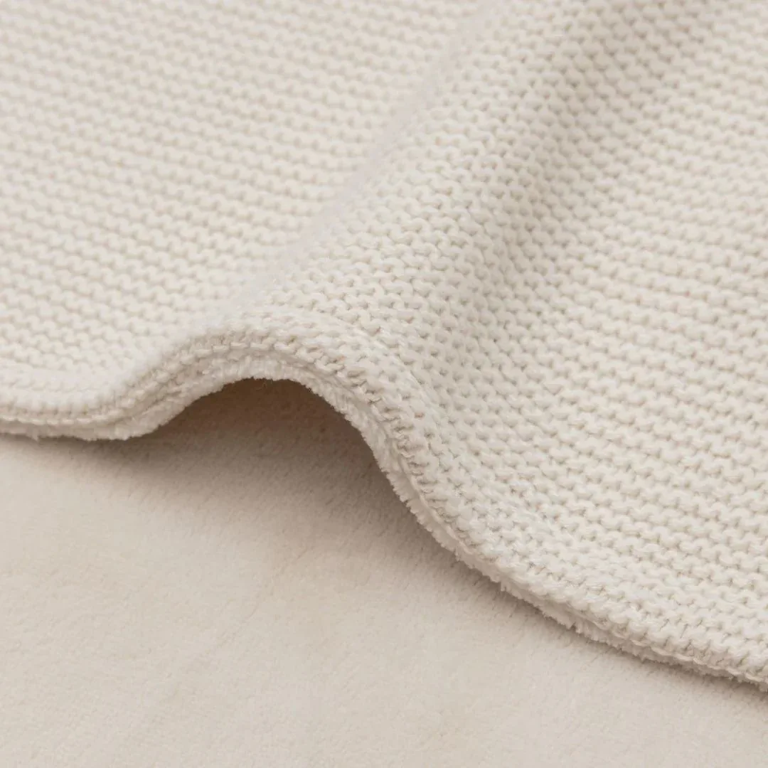 Jollein® Blanket 75x100 Basic Knit Oatmeal/Velvet - Image 4